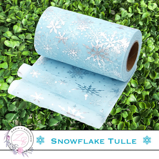 ⋅ Snowflake Tulle ⋅ Blue & Silver Embossed Tulle Fabric ⋅