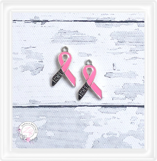 ⋅ HOPE ⋅ Breast Cancer Awareness ⋅ Pink Ribbon Charms ⋅
