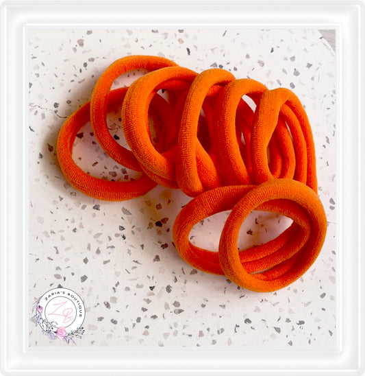 10 Nylon Ponytail Hair Bands ~ Orange