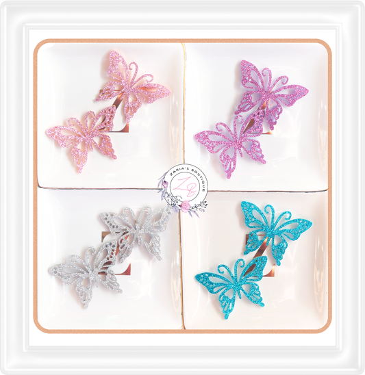 ⋅ Butterfly Appliques Glitter Faux Leather ⋅ 2 pc ⋅