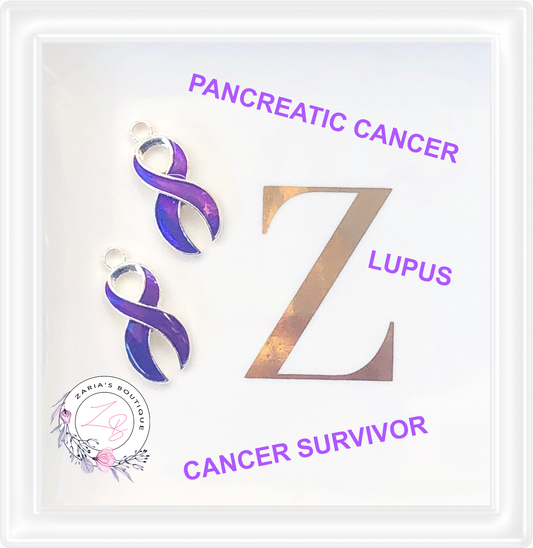 ⋅ Awareness Charms ⋅ PURPLE Ribbons ⋅ Lupus Cancer Survivor Pancreatic Cancer