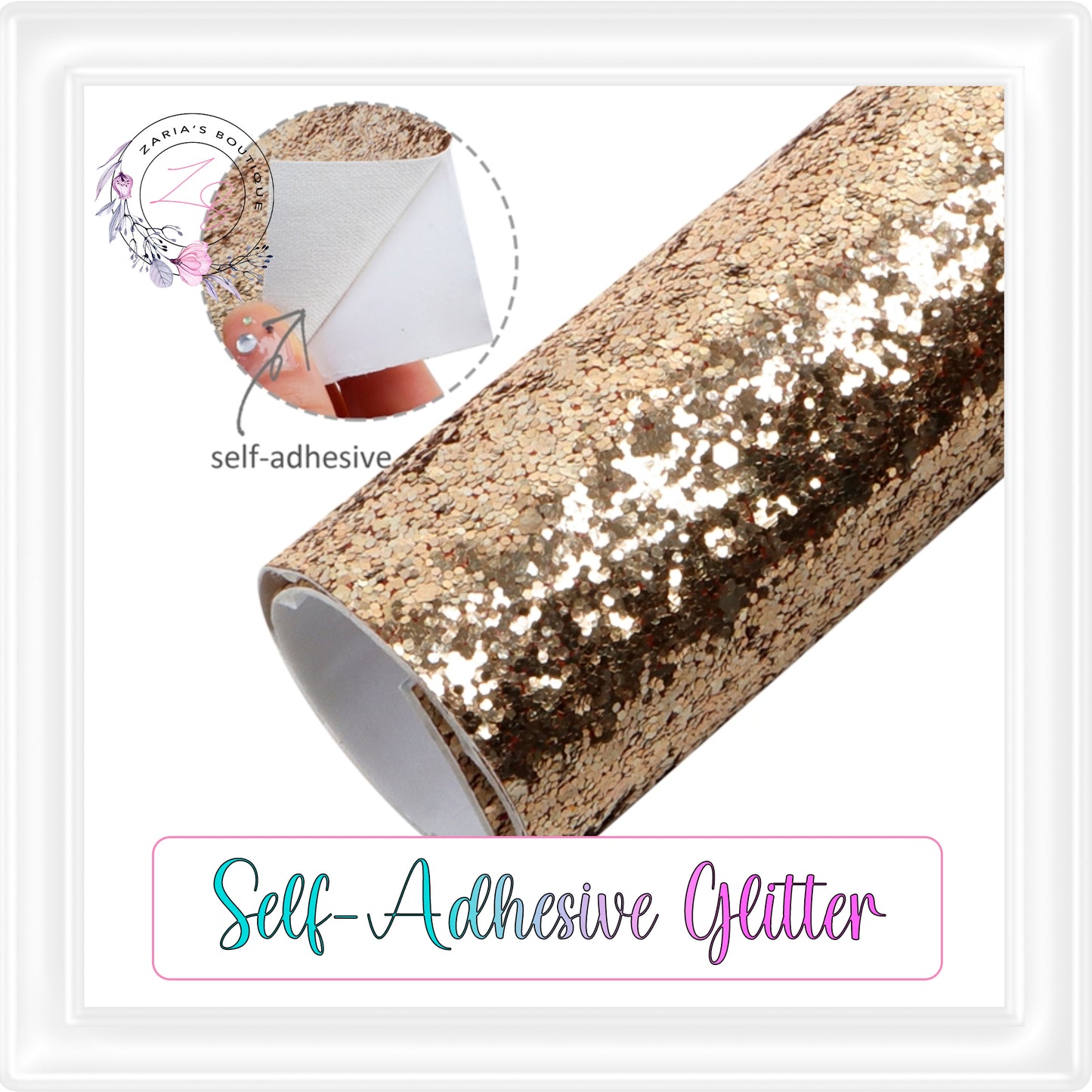 ⋅ Self-Adhesive Backed Medium Glitter ⋅ For Double-Sided Projects ⋅ CHAMPAGNE ⋅