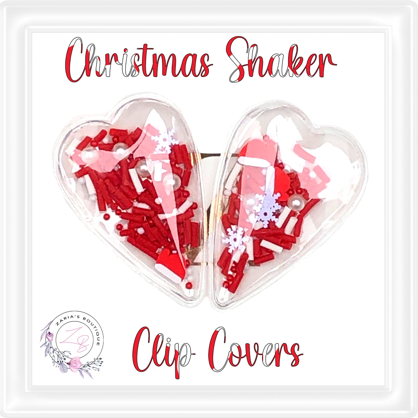 • Christmas Shaker Clip Covers • Fits 5cm Snap Clips • Per Pair •