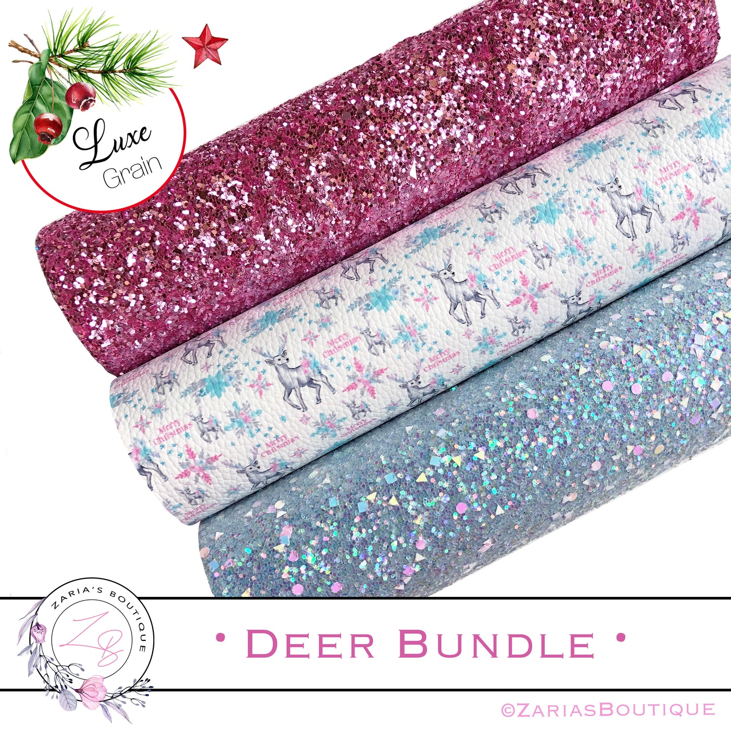 ⋅ Reindeer  Bundle ⋅ Christmas Faux Leather & Glitter Bundle