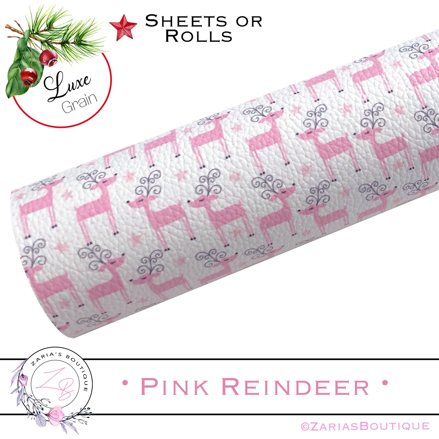 ⋅ Pretty In Pink Christmas  ⋅ Luxe Vegan Faux Leather ⋅ Sheets or Rolls! ⋅