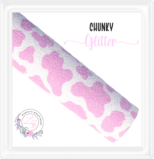 ⋅ Chunky Glitter ⋅ Pink & White Cow Hide