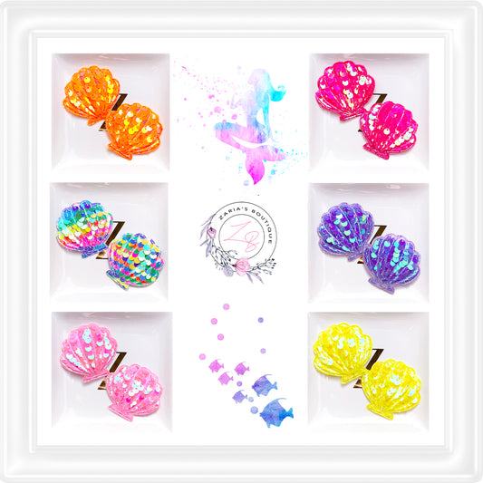 • Sequin Clam Shells • Applique Embellishments • 6 Colours • Per Pair •