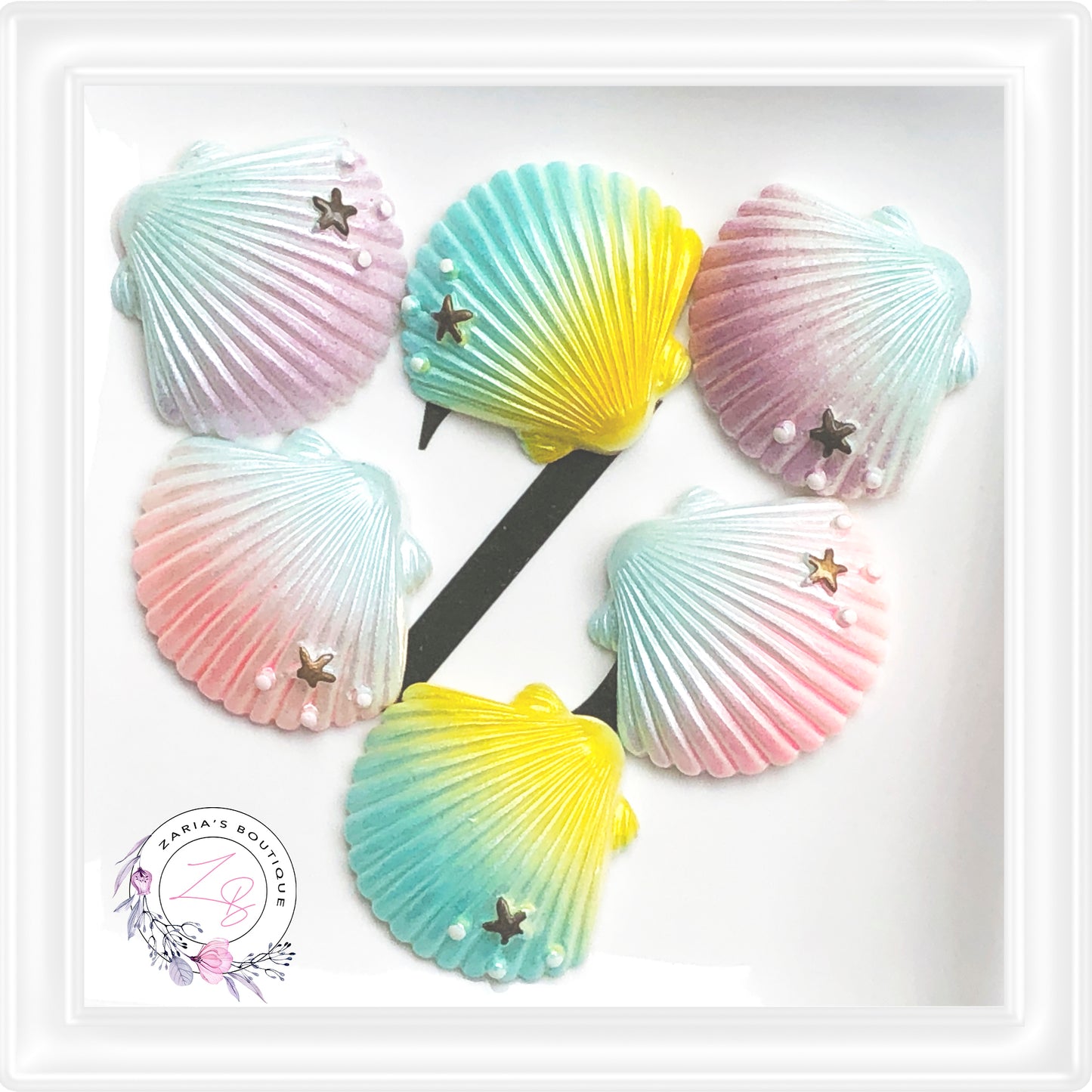 • Shells • Bow & Hair Clip Embellishments • Pack of 2 •