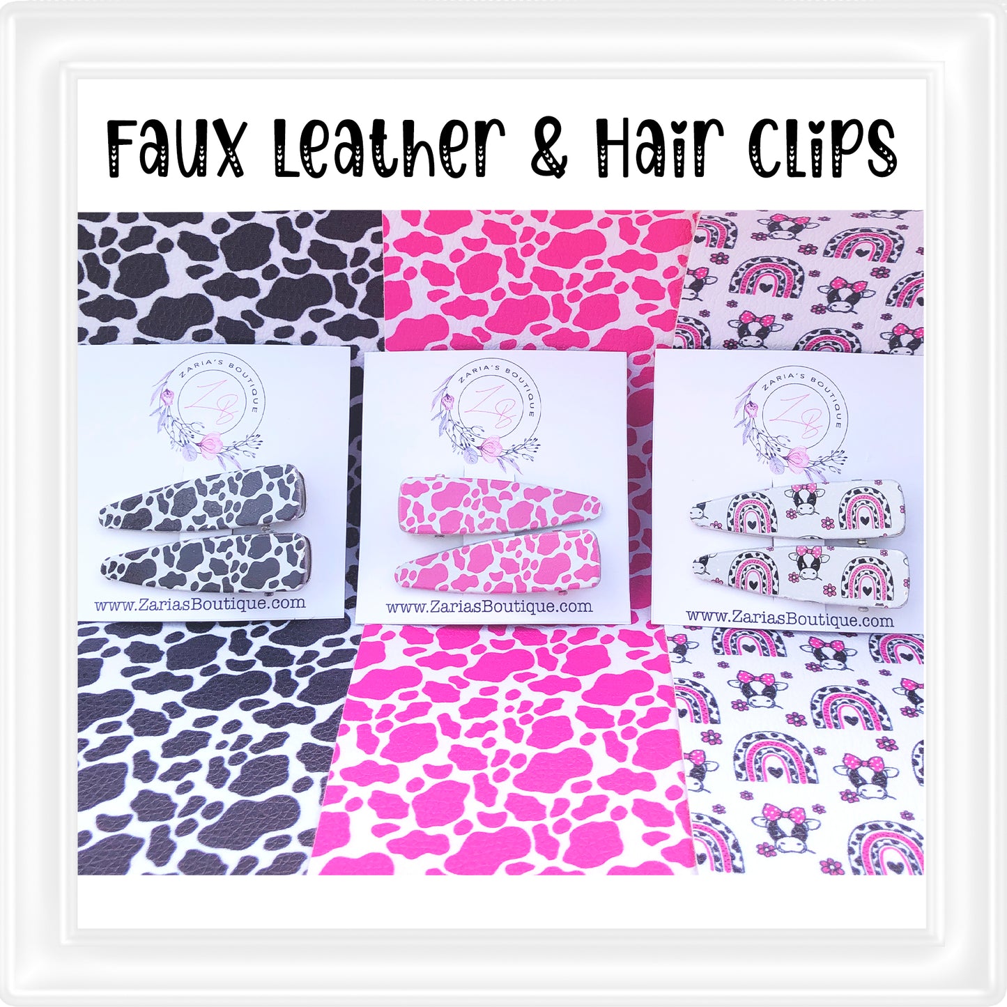 ⋅ EXCLUSIVE ⋅ Black & White Cow Hide ⋅ Premium Hair Clips