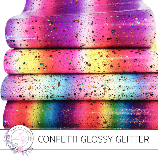 Confetti Glossy Glitter ~ Multi-Colour Rainbow Stripes ~ 4 Colours