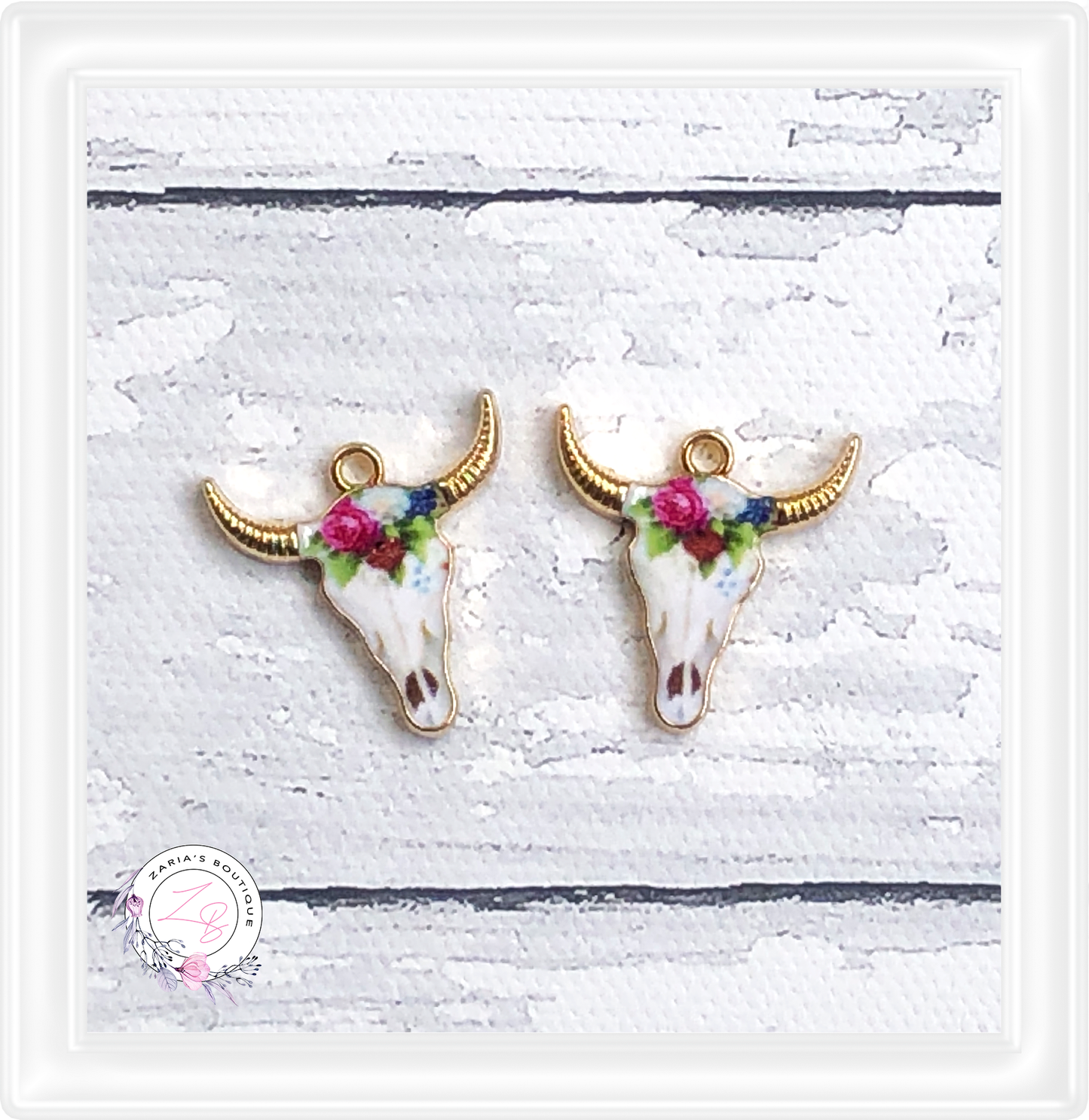 ⋅ Cute Enamel Cow Charms ⋅ Earring Pendant Bow Dangle ⋅ Metal ⋅ 2 Pieces ⋅