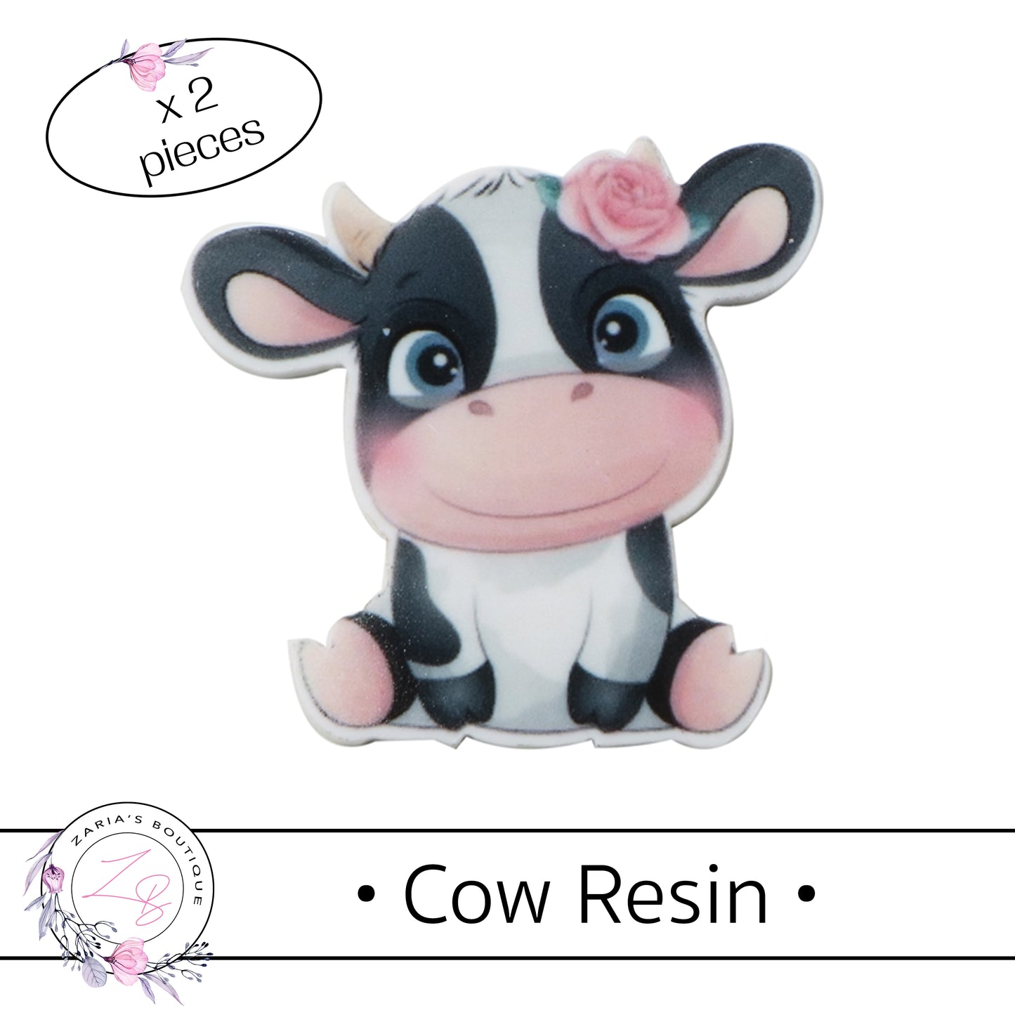 ⋅ Cow Embellishment ⋅ Flatback Resin ⋅ 2 Pieces ⋅