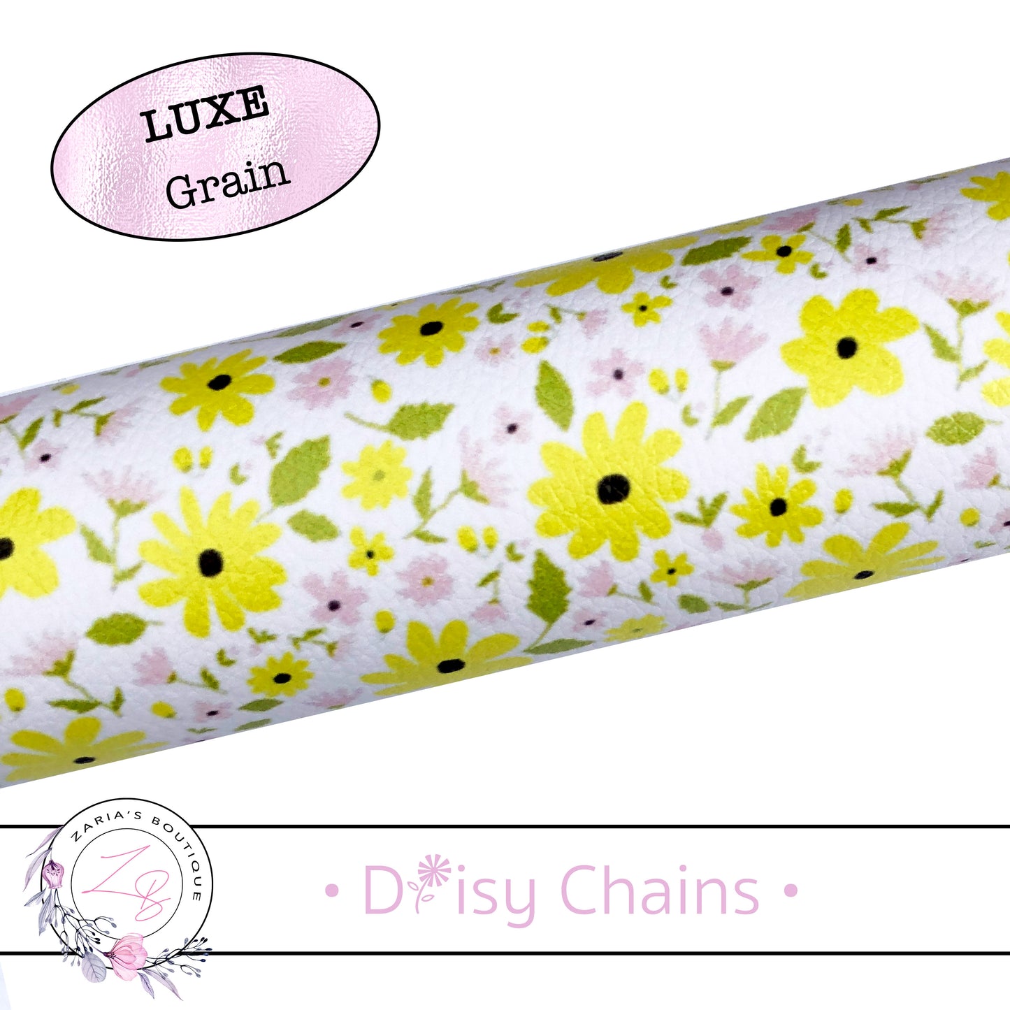 SALE ⋅ Daisy Chains ⋅ Yellow & Pink Flowers ⋅ Vegan Litchi Faux Leather ⋅