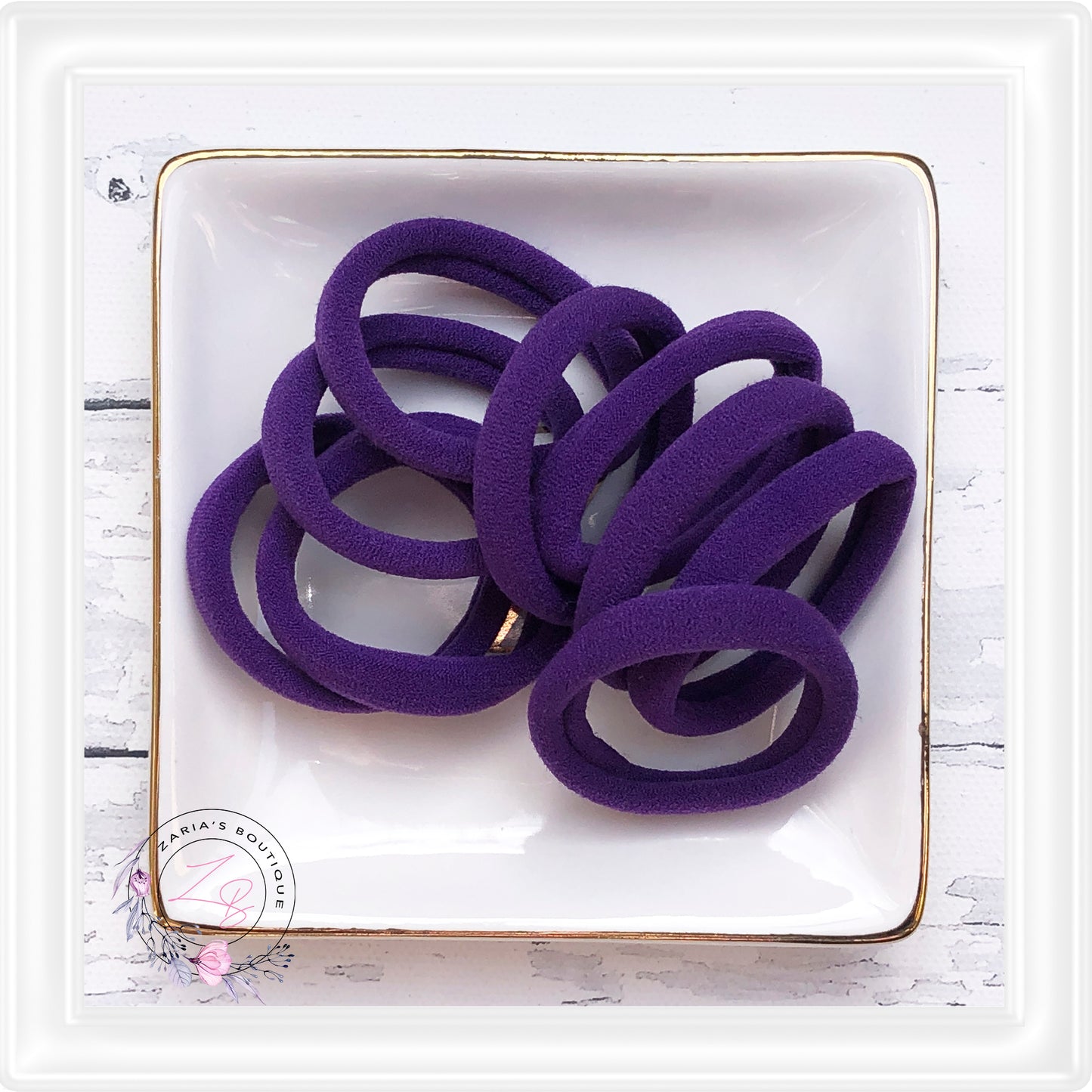 10 Nylon Ponytail Hair Bands ~ Dark Purple