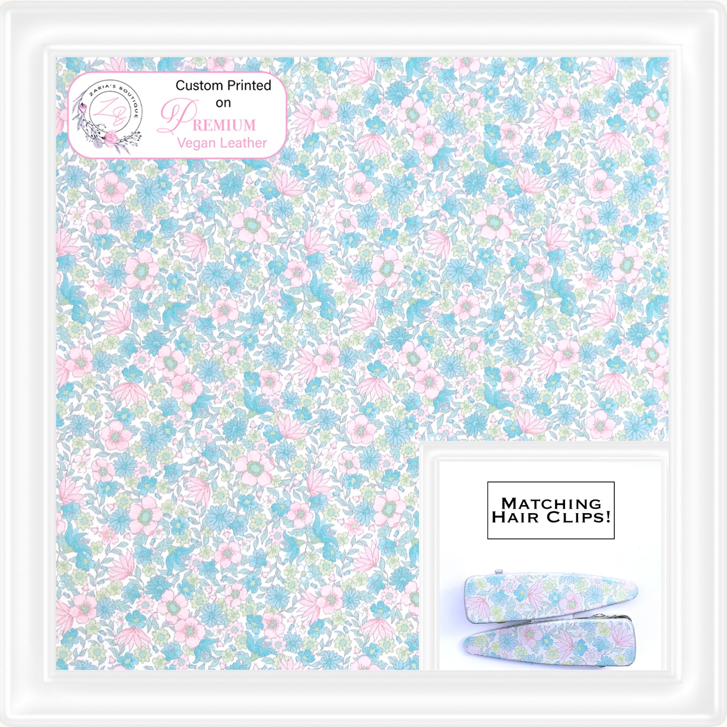 ⋅ Ditsy Floral ⋅ Liberty Style Custom Printed Vegan Faux Leather & Hair Clips ⋅