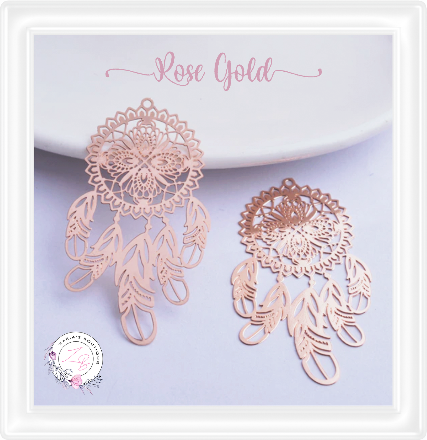 ⋅ Dreamcatchers ⋅ Rose Gold Metal Earring Embellishments ⋅ 2 pieces