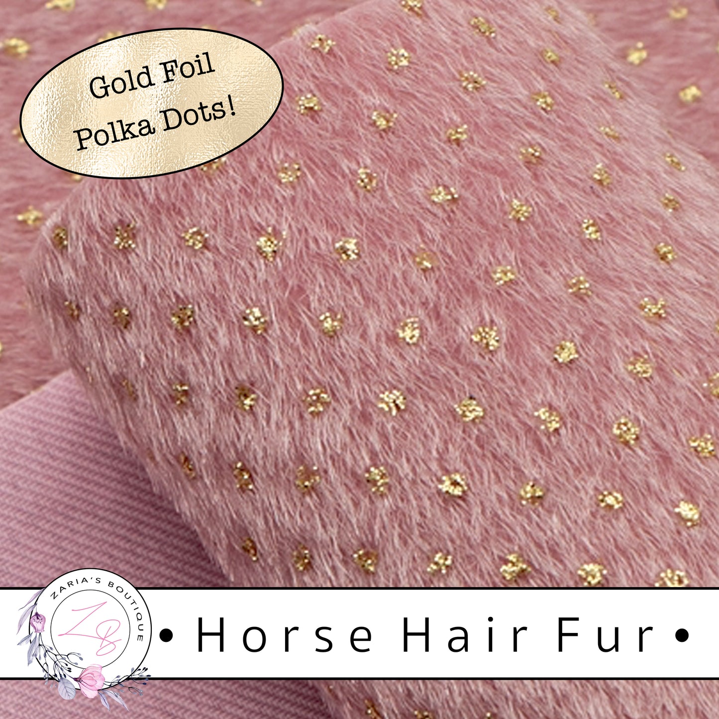 SALE ⋅ Horse Hair Fur ⋅ Gold Foil Polka Dots ⋅ Vegan ⋅  8 Colours ⋅