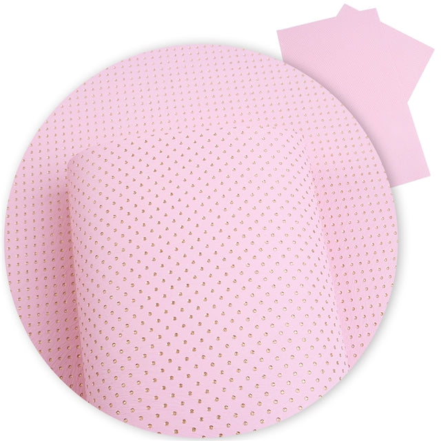 Hot Pink & Gold Polka Dots Faux Leather Fabric Sheet