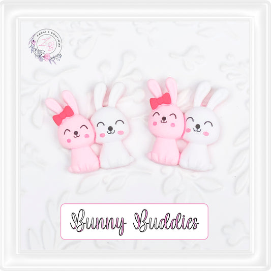 • Bunny Buddies • Flatback Resin Rabbit Embellishments •  2 pcs •