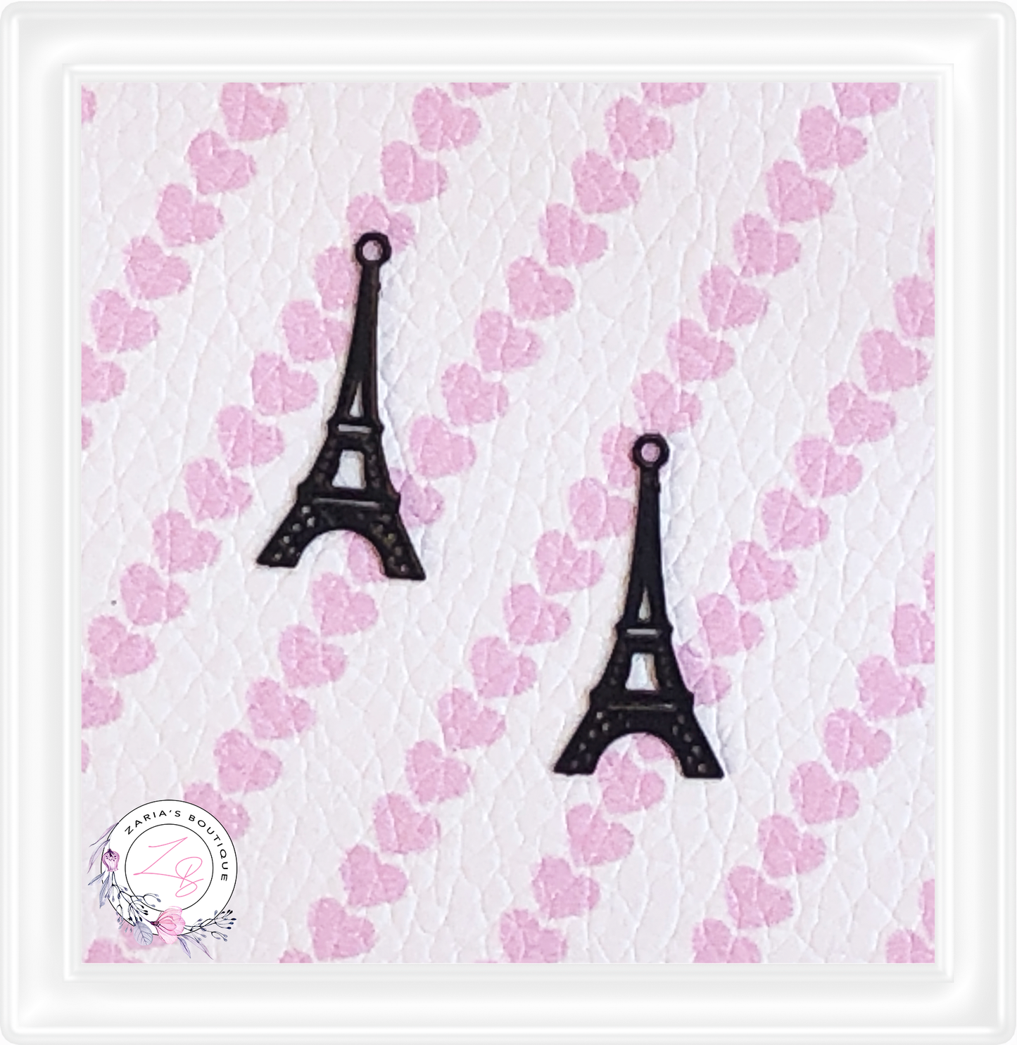 ⋅ Eiffel Tower  ⋅ Black Metal Charms (2)