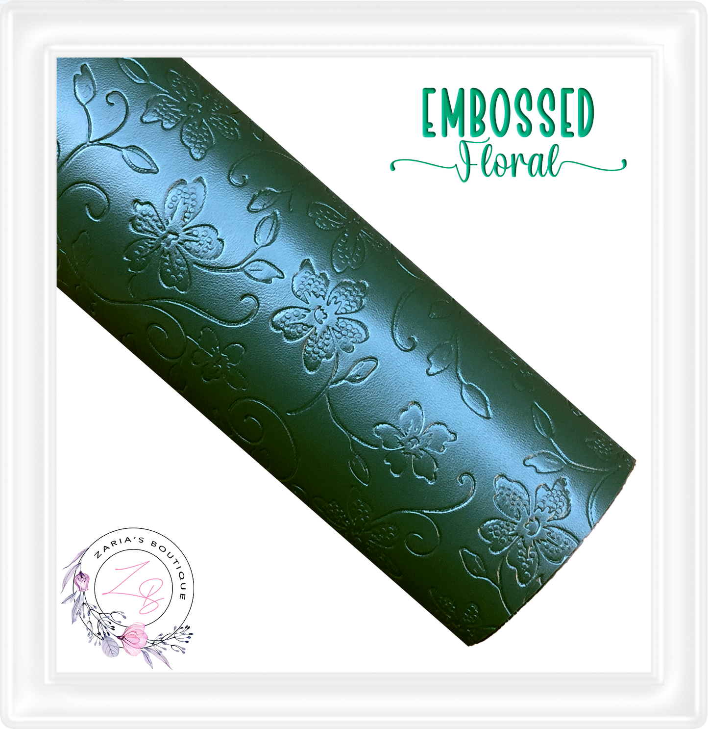 ⋅ Embossed Floral ⋅ Dark Green ⋅ Vegan Faux Leather ⋅