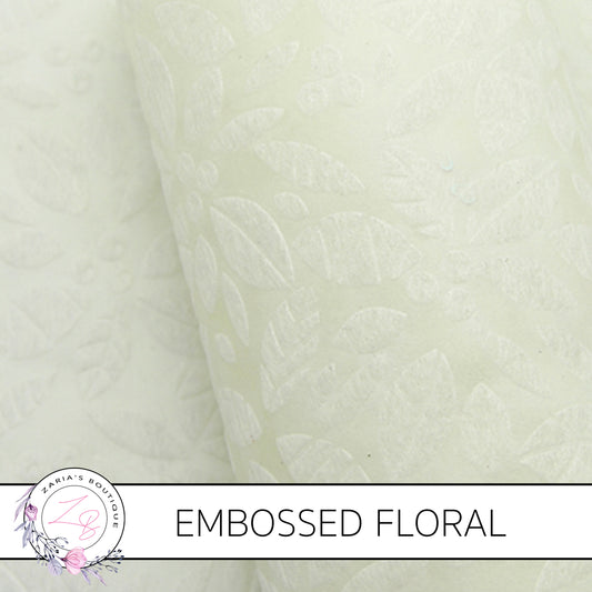 Embossed Flowers • Ivory • Thin Floral Craft Fabric