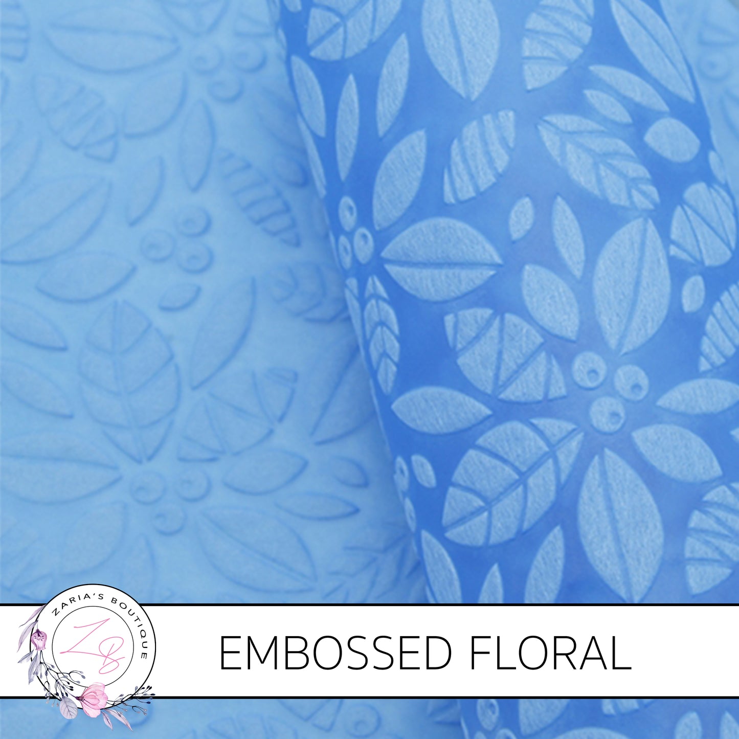 Embossed Flowers • Light Blue • Floral Craft Fabric