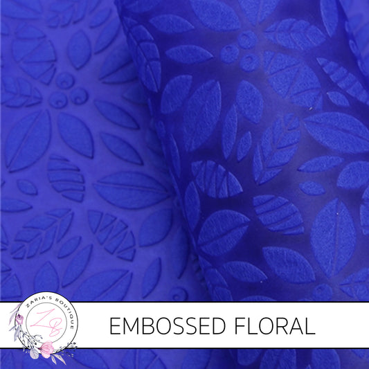 Embossed Flowers • Royal Blue • Thin Floral Craft Fabric