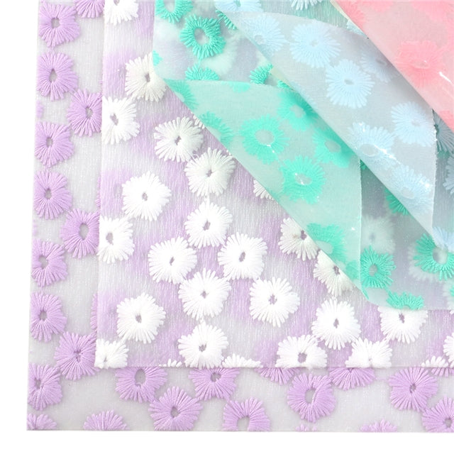 ⋅ Embroidered Daisy Floral ⋅ Translucent Vegan Faux Leather ⋅ Pink ⋅