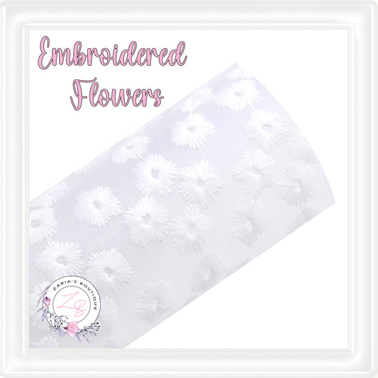 ⋅ Embroidered Daisy Floral ⋅ Translucent Vegan Faux Leather ⋅ White ⋅