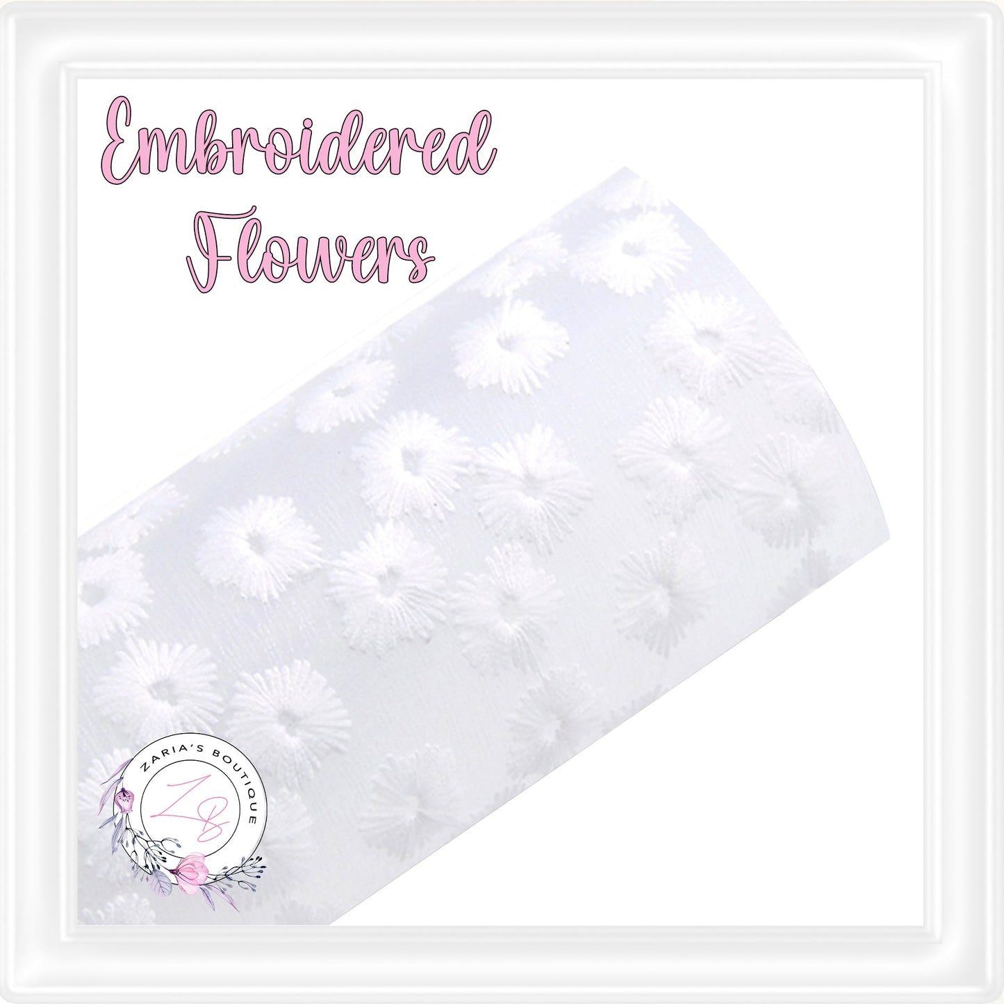 ⋅ Embroidered Daisy Floral ⋅ Translucent Vegan Faux Leather ⋅ Pink ⋅
