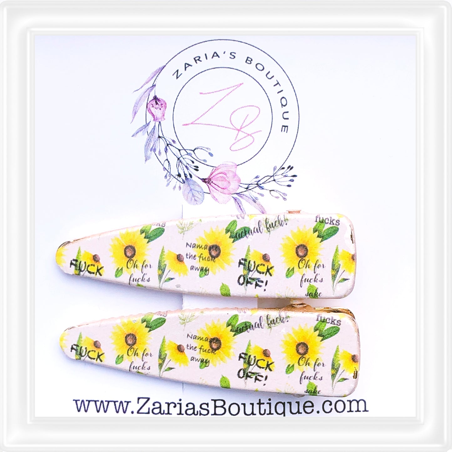⋅ EXCLUSIVE ⋅ F Bomb Sunflowers ⋅ Adults Only ⋅ Premium Gold Hair Clips ⋅