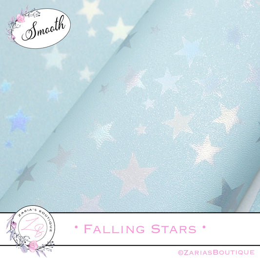 ⋅ Falling Stars ⋅ Metallic Pearl Blue ⋅ Vegan Synthetic Bow Leather Leatherette