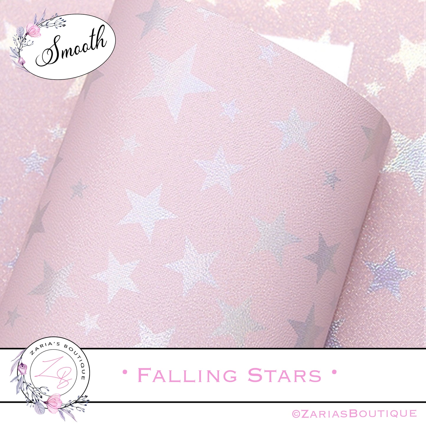 SALE ⋅ Falling Stars ⋅ Metallic Pearl Baby Pink ⋅ Vegan Synthetic Bow Leather Leatherette