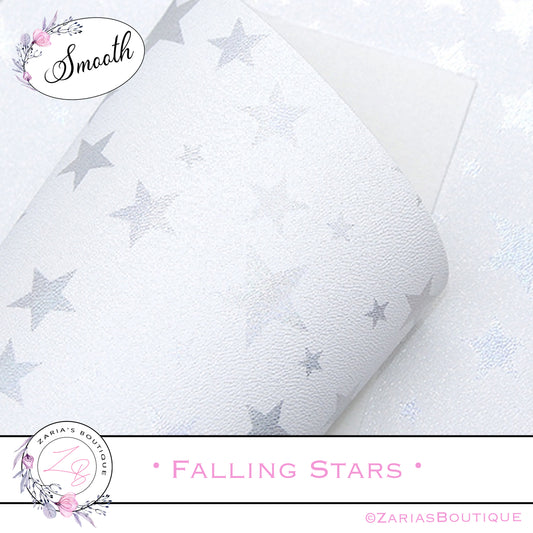 ⋅ Falling Stars ⋅ Metallic Pearl White ⋅ Vegan Synthetic Bow Leather Leatherette