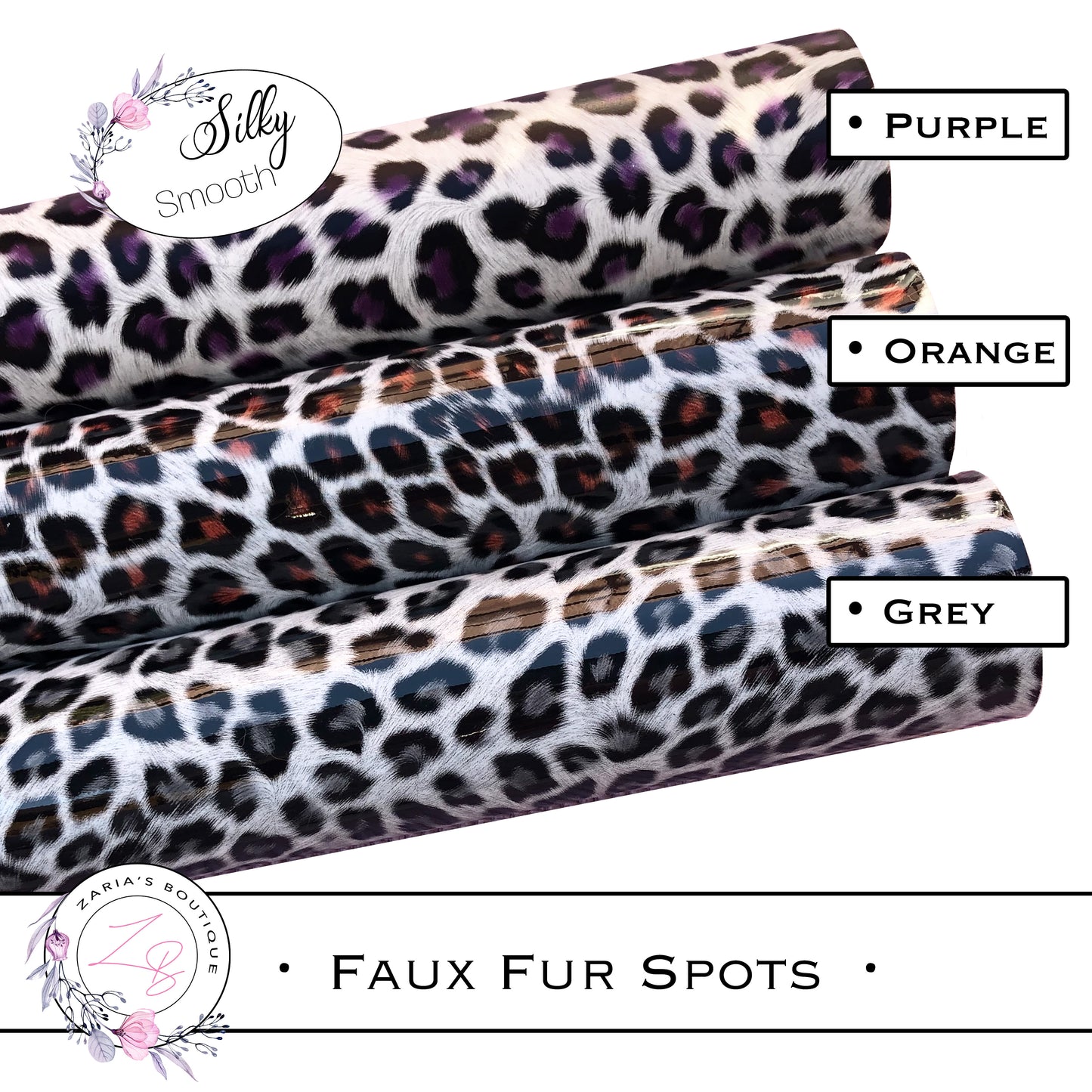 ⋅ Faux Fur Animal Spots ⋅ Cheetah Leopard ⋅ Smooth Bow & Earring Leatherette