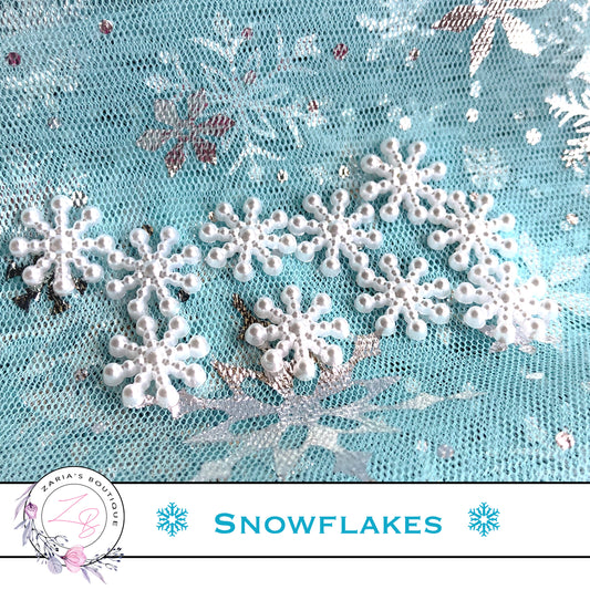 ⋅ Snowflakes ⋅ White Pearl Resin Bow Scrapbooking Embellishments ⋅