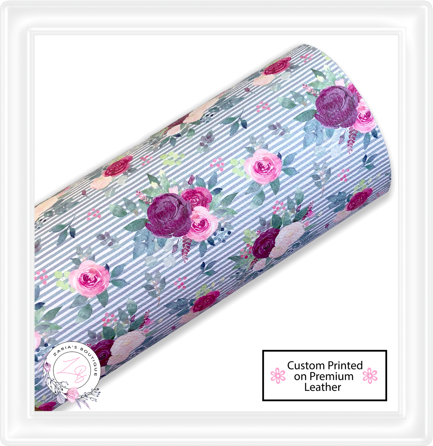 ⋅ Burgundy Rose ⋅ Custom Printed Floral ⋅ Premium Vegan Faux Leather
