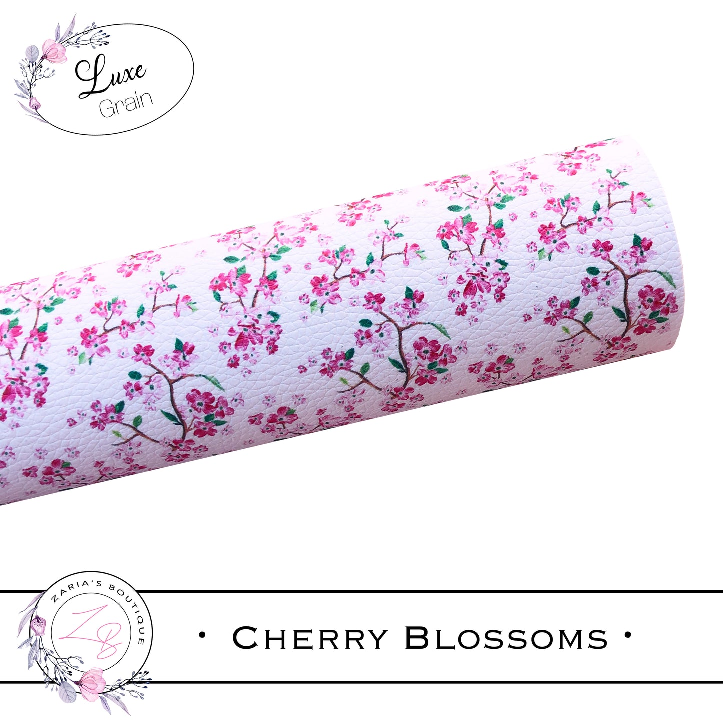 SALE ⋅ Cherry Blossoms ⋅ Luxe Grain Vegan Faux Leather