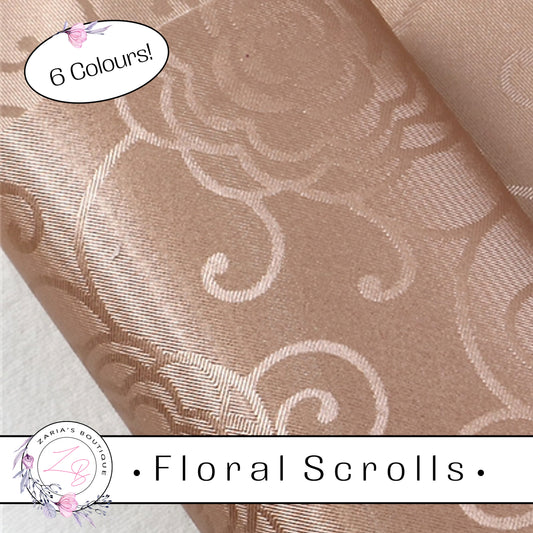 ⋅ Floral Scrolls ⋅ Silky Faux Leather  ⋅ Caramel ⋅