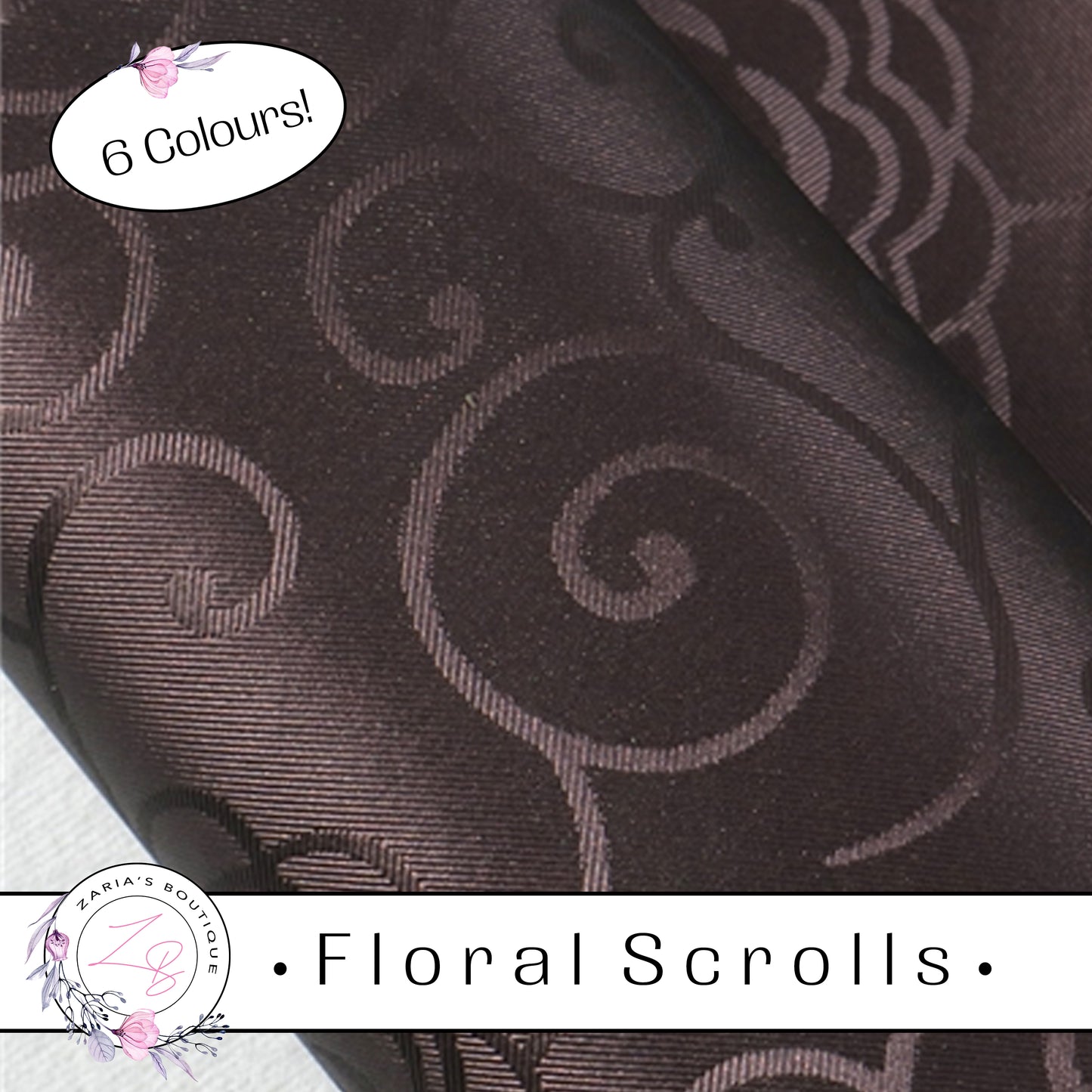 ⋅ Floral Scrolls ⋅ Silky Faux Leather ⋅ Chocolate Brown ⋅