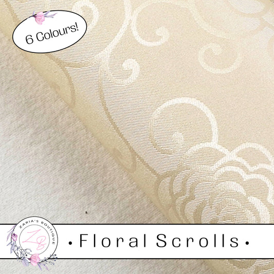 ⋅ Floral Scrolls ⋅ Silky Faux Leather ⋅ Cream ⋅