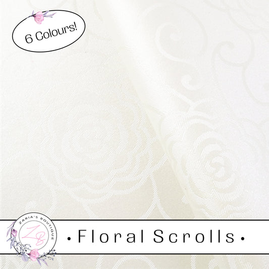 ⋅ Floral Scrolls ⋅ Silky Faux Leather ⋅ Snow White ⋅