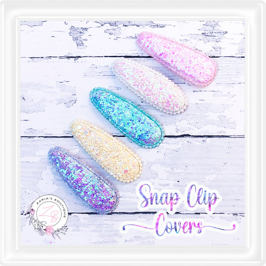 • Glitter Snap Clip Covers •  5 Colours • Per Pair •