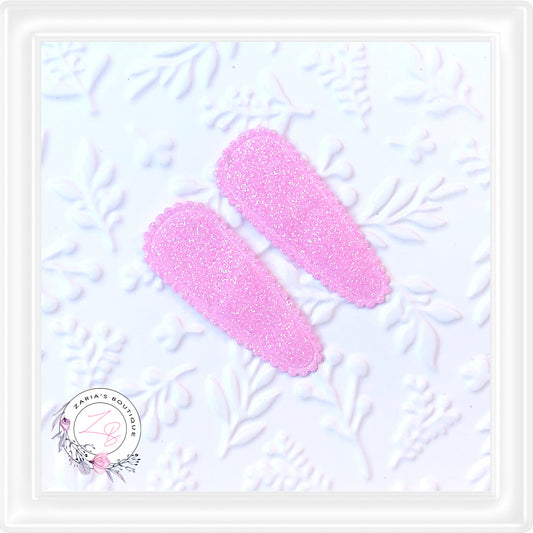 • Snap Clip Cover Appliques • Fine Pink Glitter • 5 Pieces •