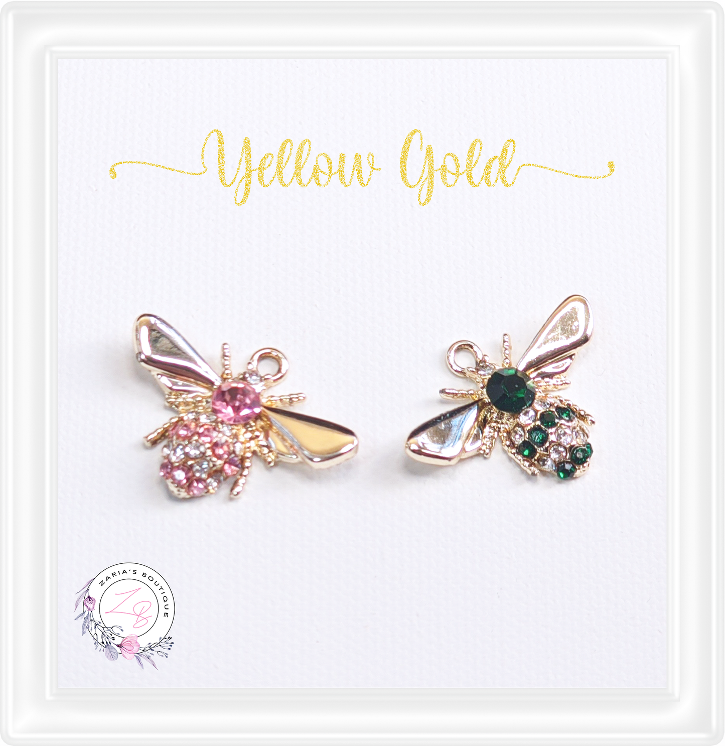 ⋅ Gold Crystal Bee Charm Embellishment ⋅ 30mm ⋅ 2 Colours