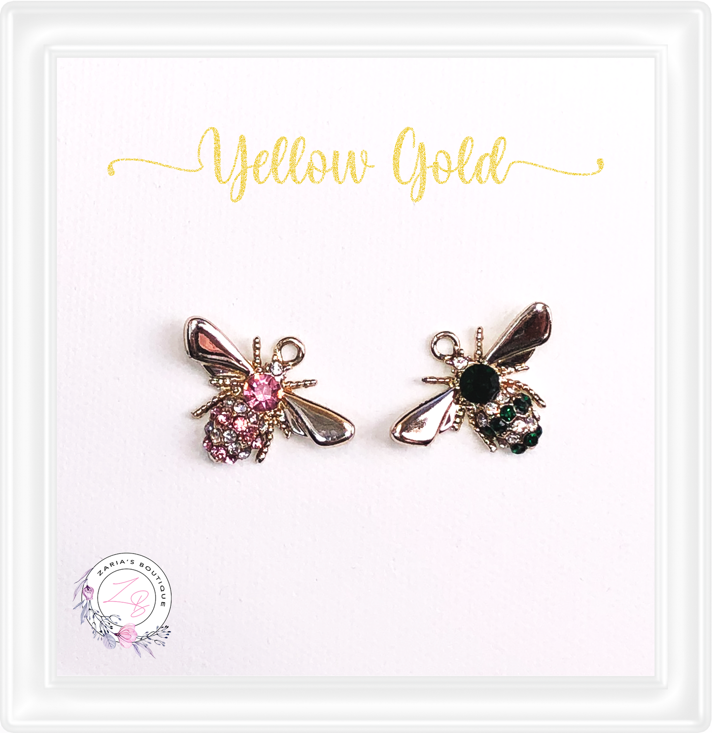 ⋅ Gold Crystal Bee Charm Embellishment ⋅ 30mm ⋅ 2 Colours