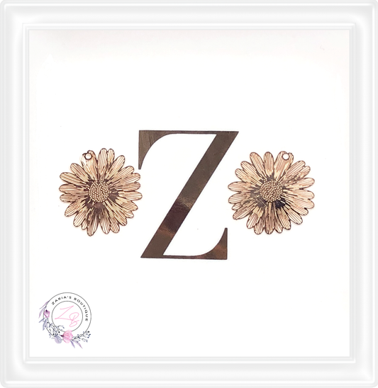 ⋅ Gold Sunflowers ⋅ Metal Charm Embellishments ⋅ 2 pieces