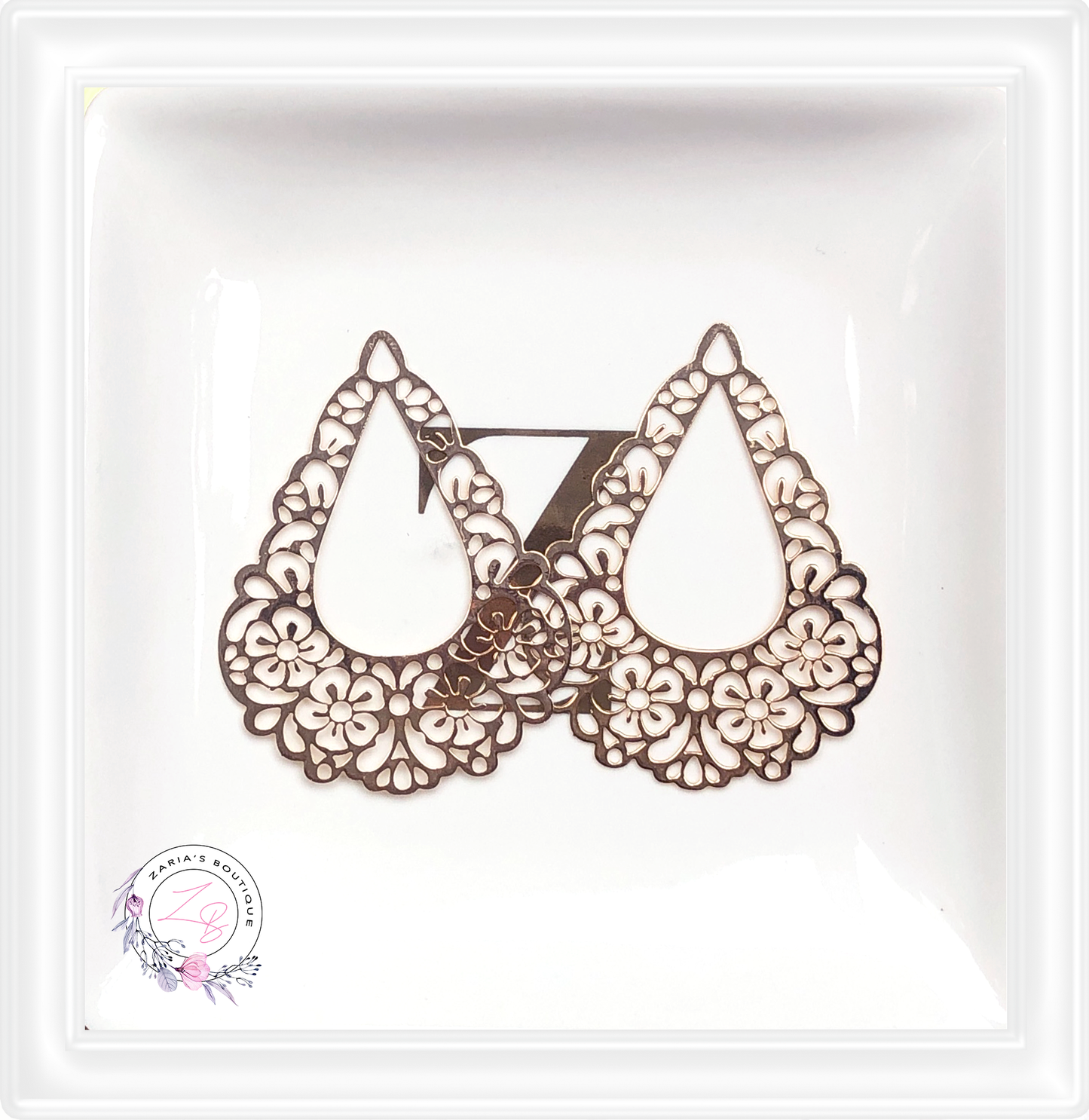 ⋅ Floral Teardrops ⋅ Gold Metal Earring Embellishments ⋅ 2 pieces