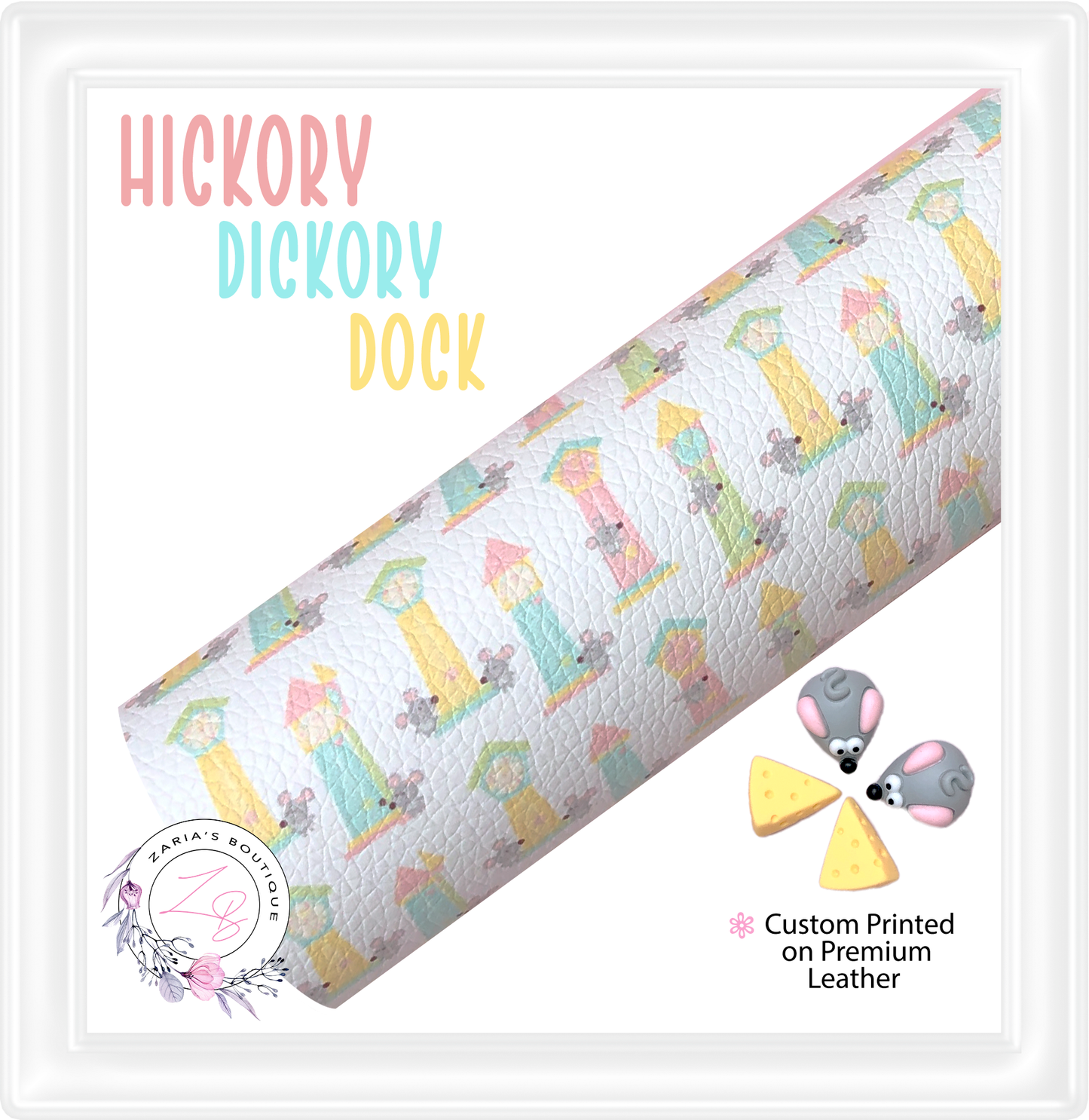 ⋅ Hickory Dickory Dock ⋅ Premium Custom Printed Vegan Faux Leather ⋅